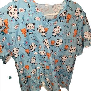 Fun Nurse Panda Scrub Top